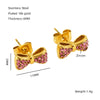 1 Pair Elegant Classical Vintage Style Flower Bow Knot Plating Inlay Stainless Steel Zircon 18k Gold Plated Ear Studs