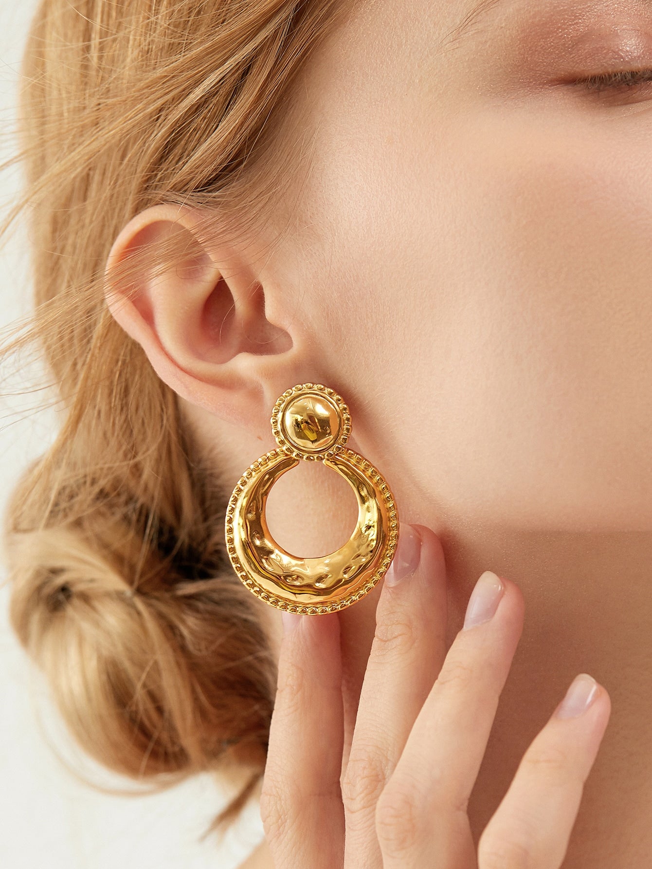 1 Pair Simple Style Classic Style Solid Color Plating Stainless Steel 18k Gold Plated Drop Earrings