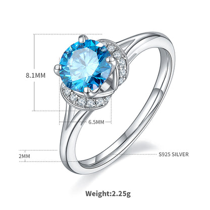 Elegant Classic Style Round Sterling Silver Gra Plating Inlay Moissanite White Gold Plated Rings