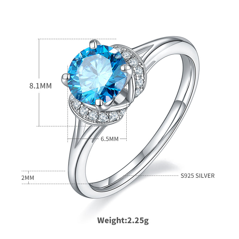 Elegant Classic Style Round Sterling Silver Gra Plating Inlay Moissanite White Gold Plated Rings