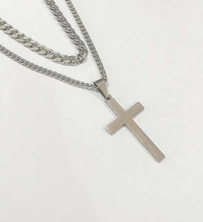 Retro Cross Stainless Steel Titanium Steel Plating Gold Plated Layered Necklaces