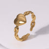 Casual Simple Style Heart Shape Stainless Steel Plating 18k Gold Plated Open Rings