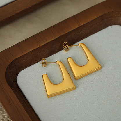 1 Pair Retro Geometric Plating Titanium Steel 18k Gold Plated Earrings