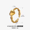 Ig Style Heart Shape Stainless Steel Plating 18k Gold Plated Open Rings