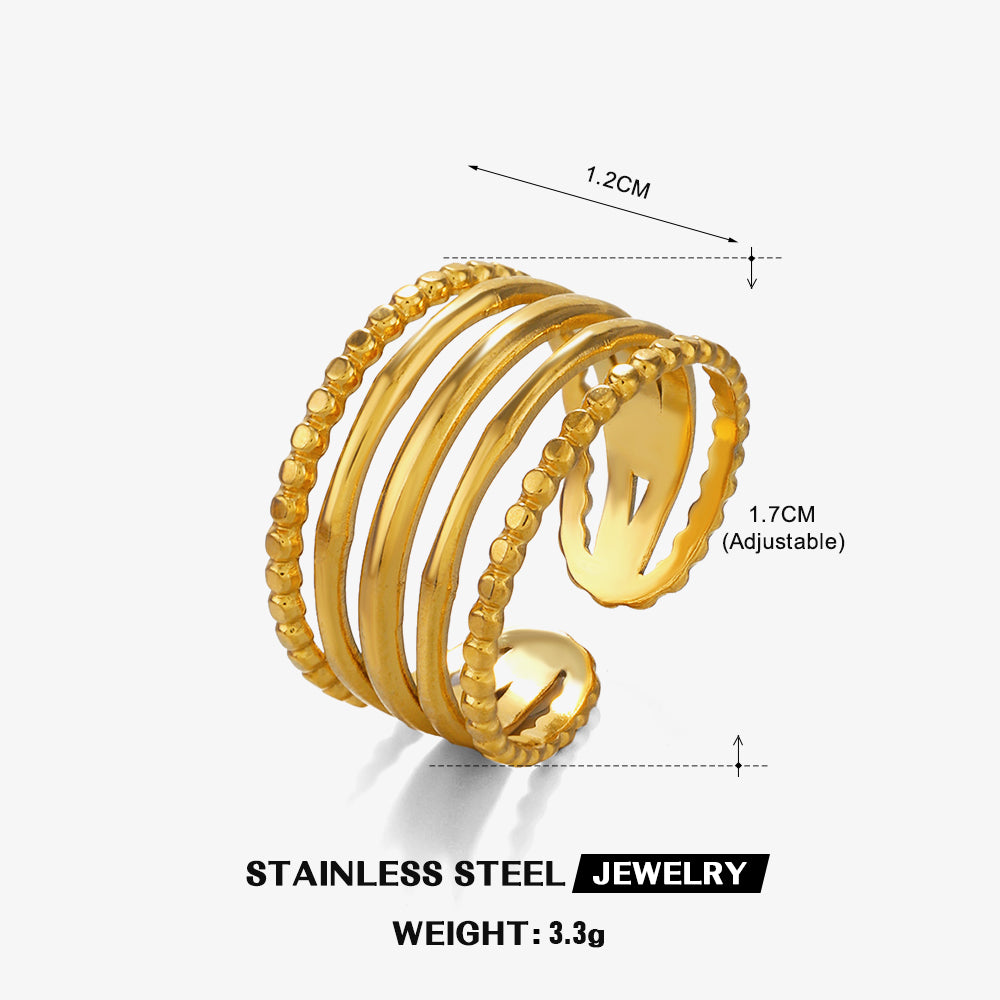 Simple Style Classic Style Lines Stainless Steel Plating 18k Gold Plated Open Rings