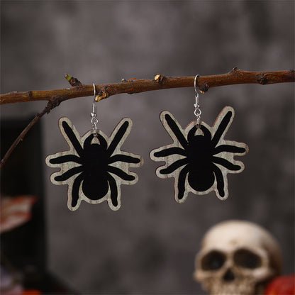 1 Pair Cute Funny Spider Skull Plating Metal Drop Earrings