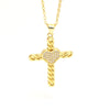 Classic Style Cross Copper Inlay Rhinestones Pendant Necklace