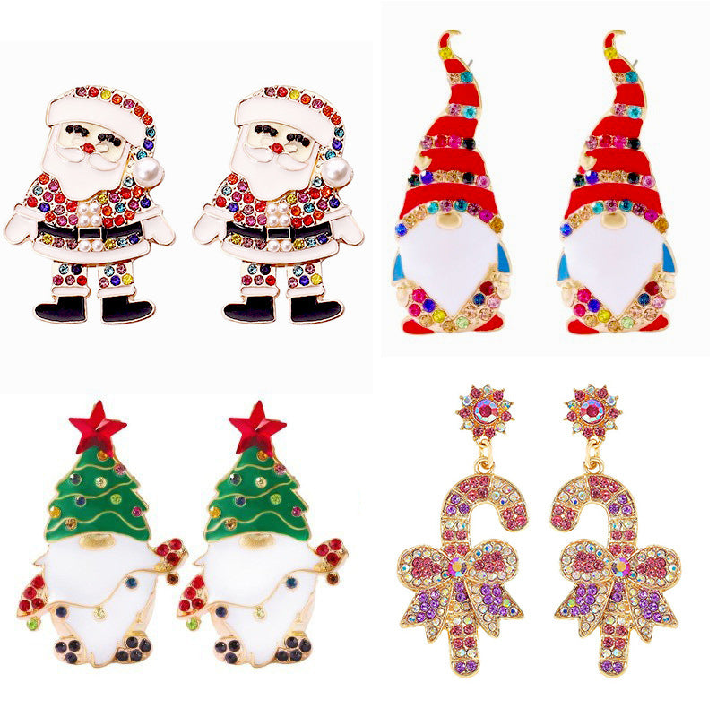 1 Pair Cute Christmas Tree Santa Claus Alloy Drop Earrings