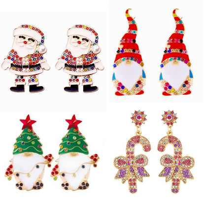 1 Pair Cute Christmas Tree Santa Claus Alloy Drop Earrings