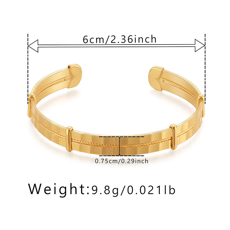 Retro Geometric Copper Plating Bangle