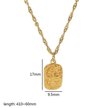 Vintage Style Round Square Heart Shape Stainless Steel Polishing Plating 18k Gold Plated Pendant Necklace