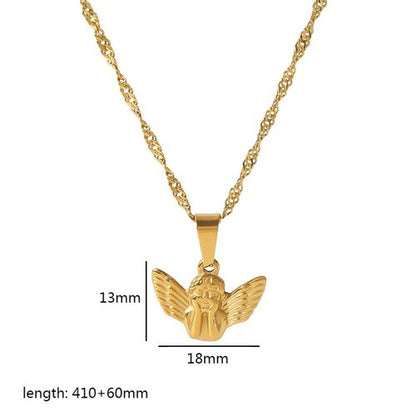 Vintage Style Round Square Heart Shape Stainless Steel Polishing Plating 18k Gold Plated Pendant Necklace