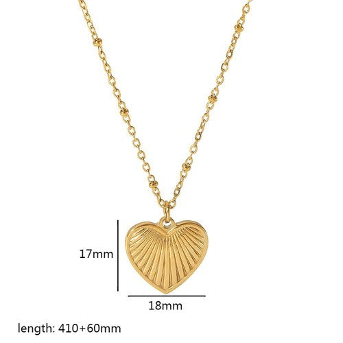 Vintage Style Round Square Heart Shape Stainless Steel Polishing Plating 18k Gold Plated Pendant Necklace