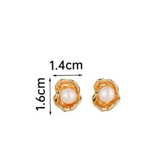 1 Pair Ig Style Y2k Cool Style Irregular Plating Inlay Copper Freshwater Pearl 18k Gold Plated Ear Studs