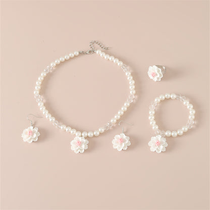 Retro Sweet Flower Alloy Inlay Pearl Girl's Jewelry Set