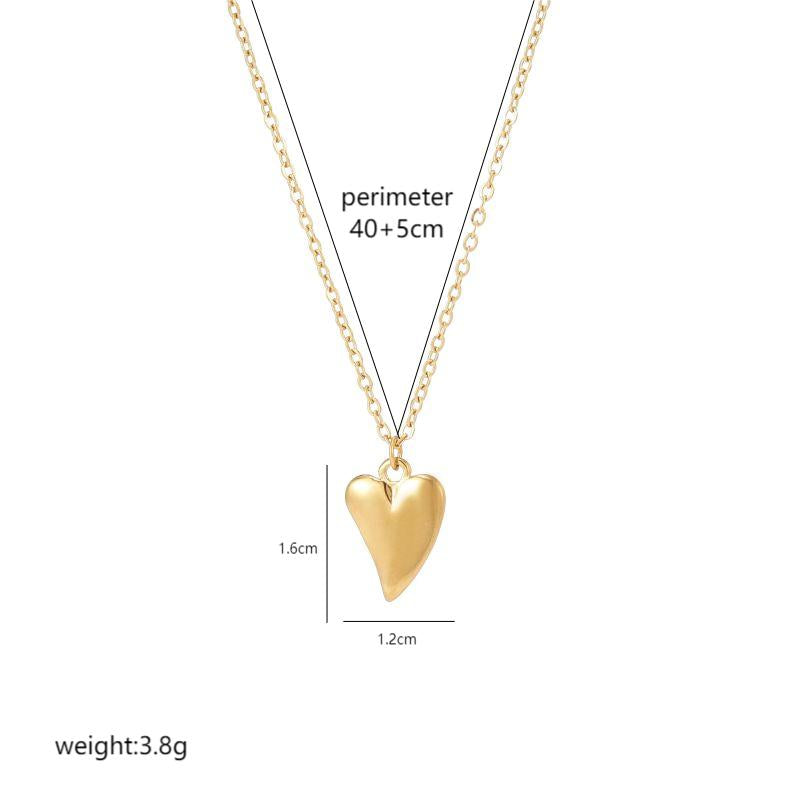 Elegant Heart Shape Stainless Steel Plating 18k Gold Plated Pendant Necklace