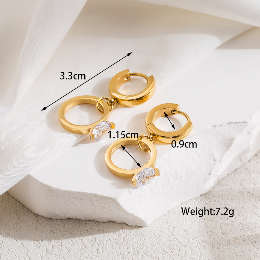 1 Pair Ig Style Simple Style C Shape Plating Inlay Stainless Steel Zircon 18k Gold Plated Ear Studs