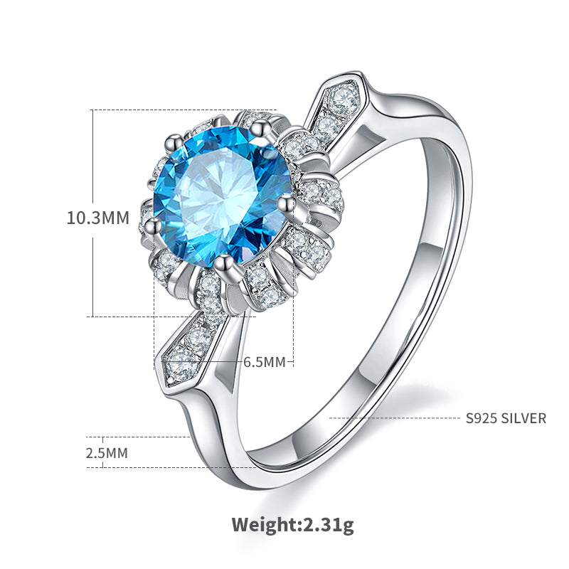 Elegant Classic Style Round Sterling Silver Gra Plating Inlay Moissanite White Gold Plated Rings