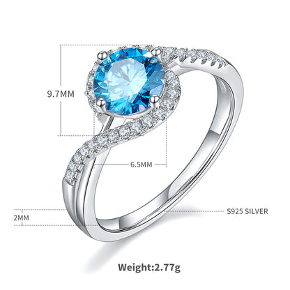 Elegant Classic Style Round Sterling Silver Plating Inlay Moissanite White Gold Plated Rings