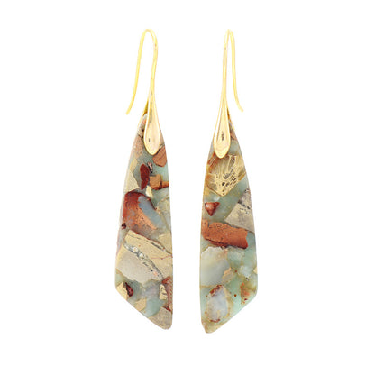 1 Pair Classic Style Color Block Patchwork Natural Stone Drop Earrings