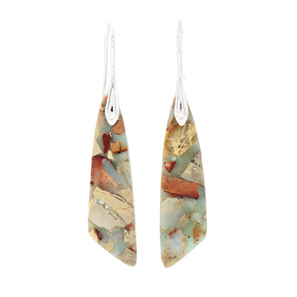 1 Pair Classic Style Color Block Patchwork Natural Stone Drop Earrings