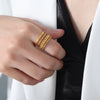 French Style Color Block Titanium Steel Plating Inlay Shell 18k Gold Plated Open Rings