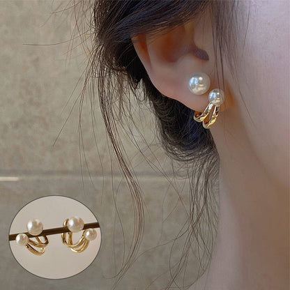 1 Pair Casual Retro Geometric Copper Plating Inlay Artificial Pearls Earrings