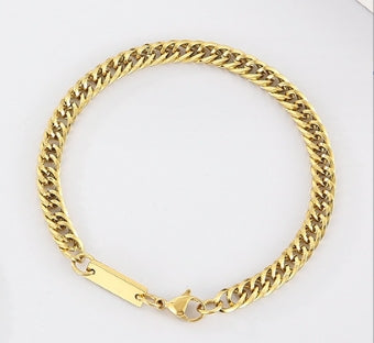 Punk Solid Color Titanium Steel Plating Chain Bracelets Necklace