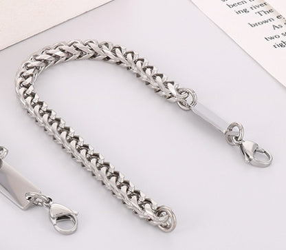 Punk Solid Color Titanium Steel Plating Chain Bracelets Necklace