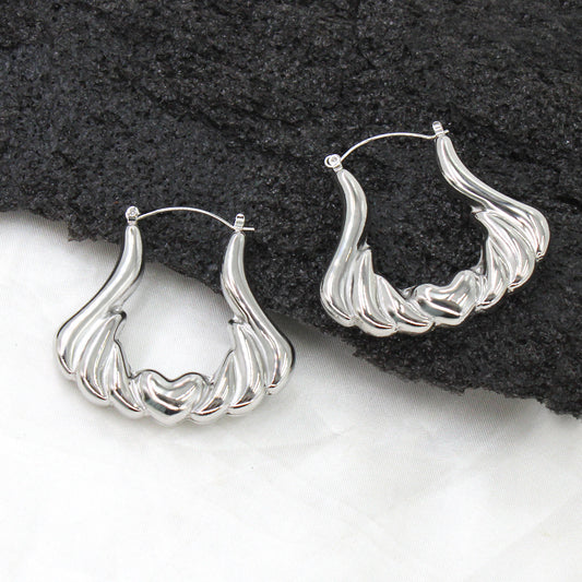 1 Pair Vintage Style Geometric Solid Color Irregular Plating Stainless Steel Hoop Earrings