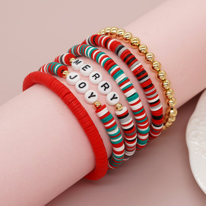 Cute Letter Soft Clay Christmas Women's Bracelets