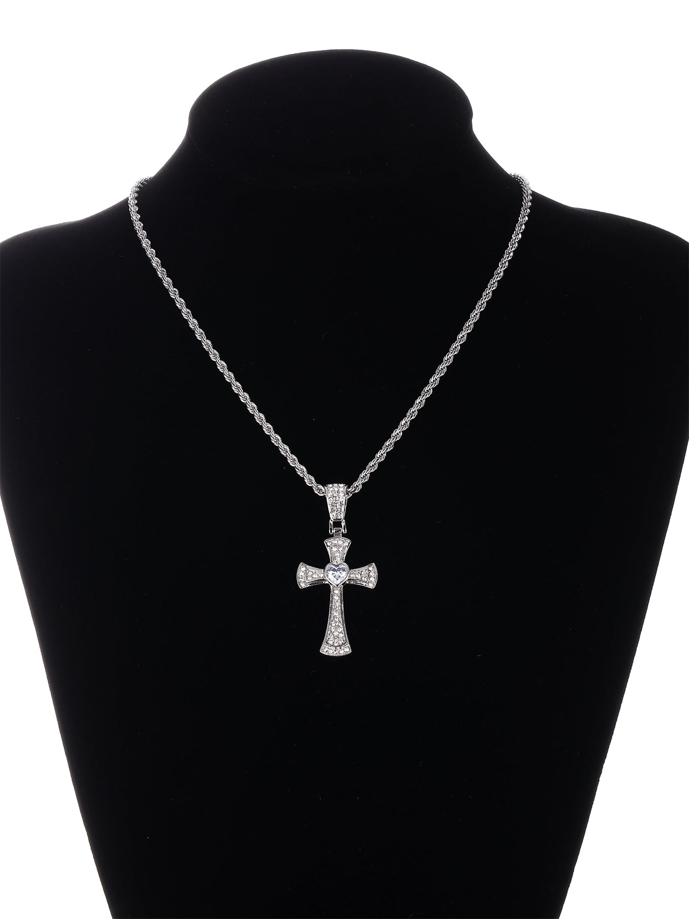 Gothic Hip-hop Punk Cross Zinc Alloy Plating Inlay Rhinestones 18k Gold Plated Men's Pendant Necklace