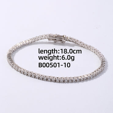 Hip-hop Vintage Style Simple Style Solid Color Copper Plating Inlay Gem Silver Plated Bracelets