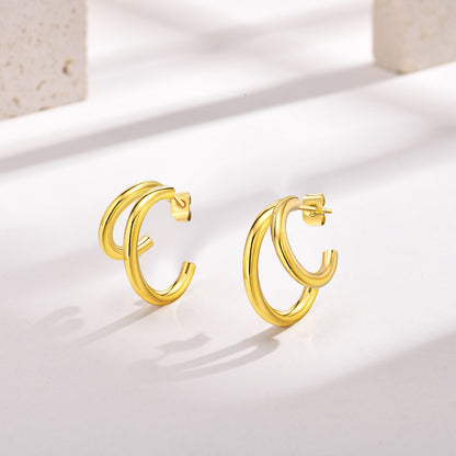 1 Pair Ig Style Simple Style C Shape Plating Stainless Steel 18k Gold Plated Earrings