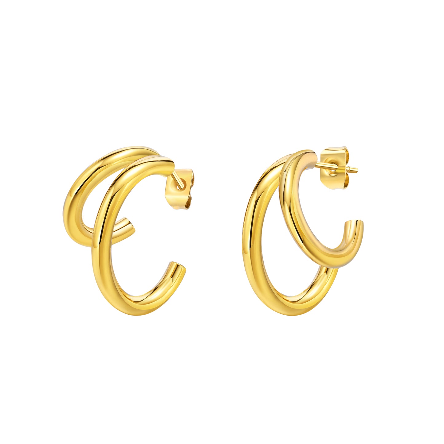 1 Pair Simple Style Solid Color Plating Stainless Steel 18k Gold Plated Ear Studs