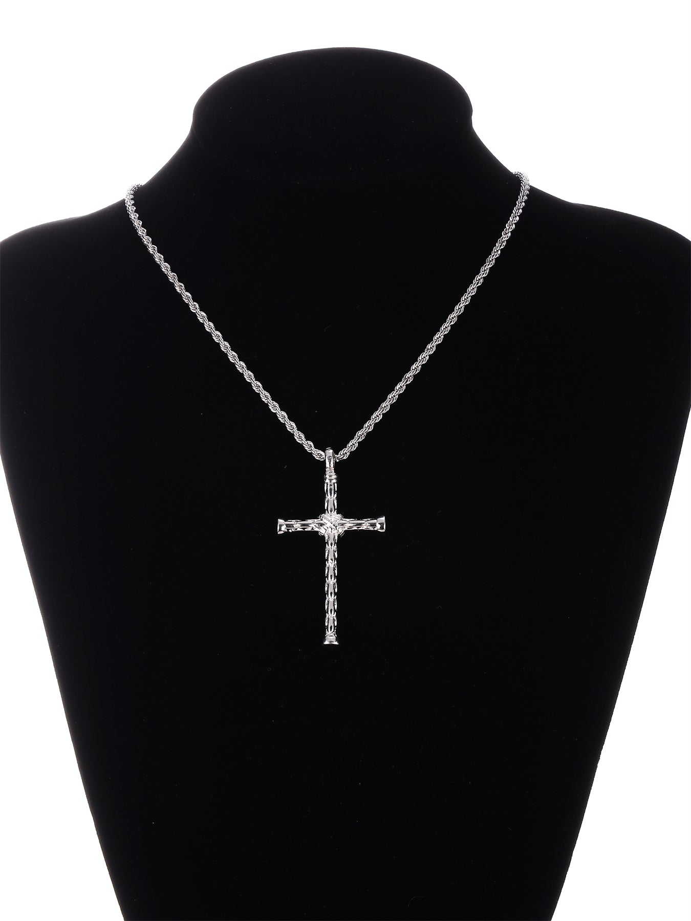 Gothic Hip-hop Punk Cross Zinc Alloy Plating Inlay Rhinestones 18k Gold Plated Men's Pendant Necklace