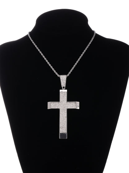 Gothic Hip-hop Punk Cross Zinc Alloy Plating Inlay Rhinestones 18k Gold Plated Men's Pendant Necklace