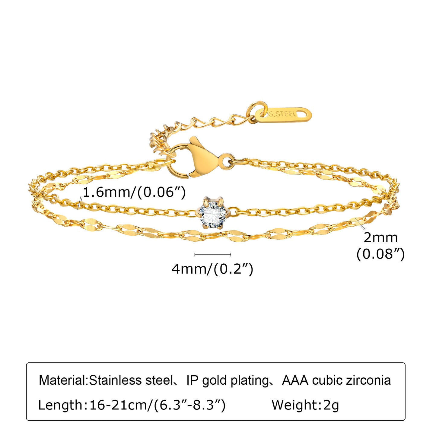 Wholesale Sweet Simple Style Cross Electrocardiogram Heart Shape Stainless Steel Plating Inlay 18k Gold Plated Zircon Bracelets