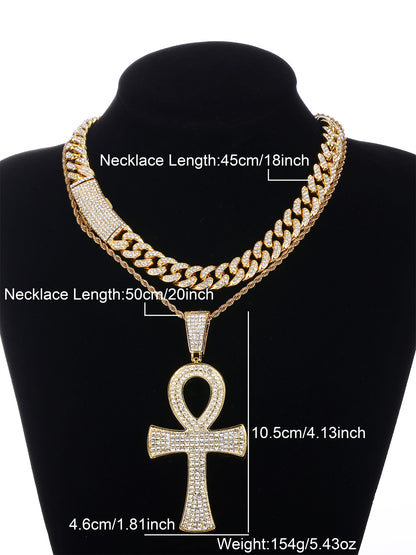 Hip-hop Streetwear Cross Zinc Alloy Plating Inlay Rhinestones 18k Gold Plated Men's Pendant Necklace