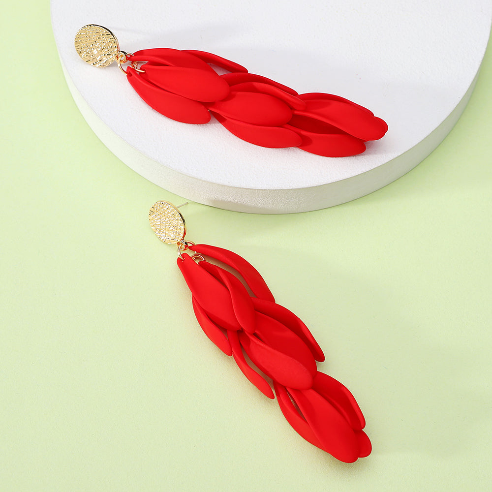 1 Pair Elegant Flower Tassel Plating Zinc Alloy Dangling Earrings