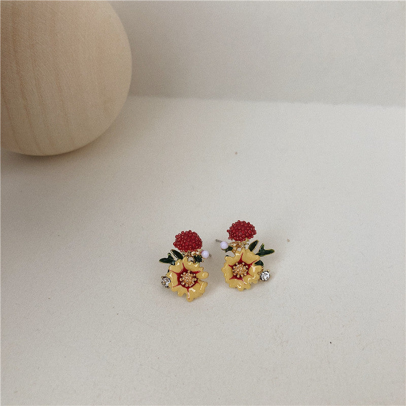 1 Pair Elegant Lady Flower Plating Alloy Ear Studs