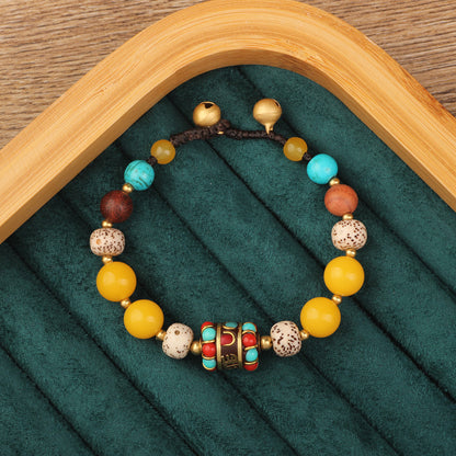 Retro Geometric Flower Alloy Natural Stone Unisex Nepal Bracelets