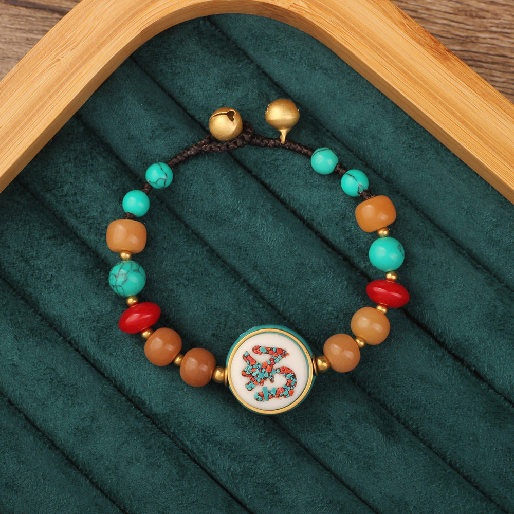 Retro Geometric Flower Alloy Natural Stone Unisex Nepal Bracelets