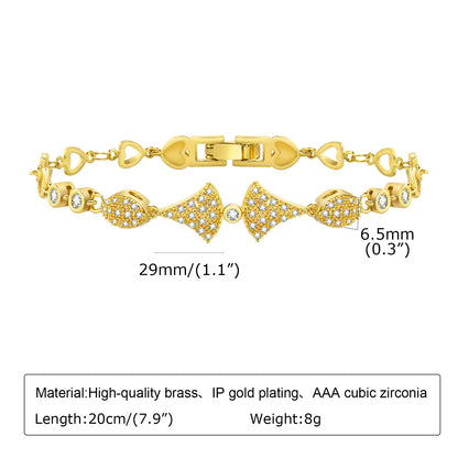 Simple Style Classic Style Geometric Copper Plating Inlay Zircon Gold Plated Bracelets