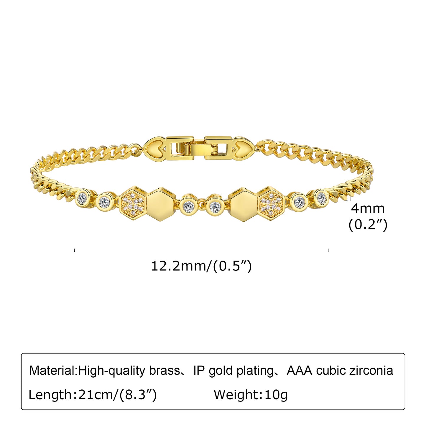 Simple Style Classic Style Geometric Copper Plating Inlay Zircon Gold Plated Bracelets