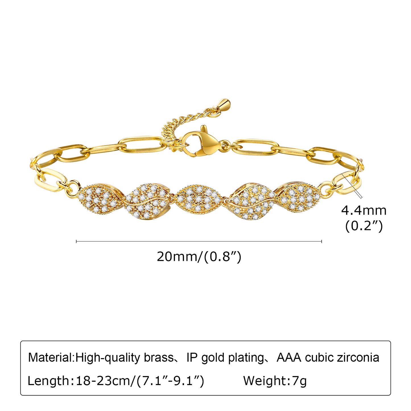 Simple Style Classic Style Geometric Copper Plating Inlay Zircon Gold Plated Bracelets