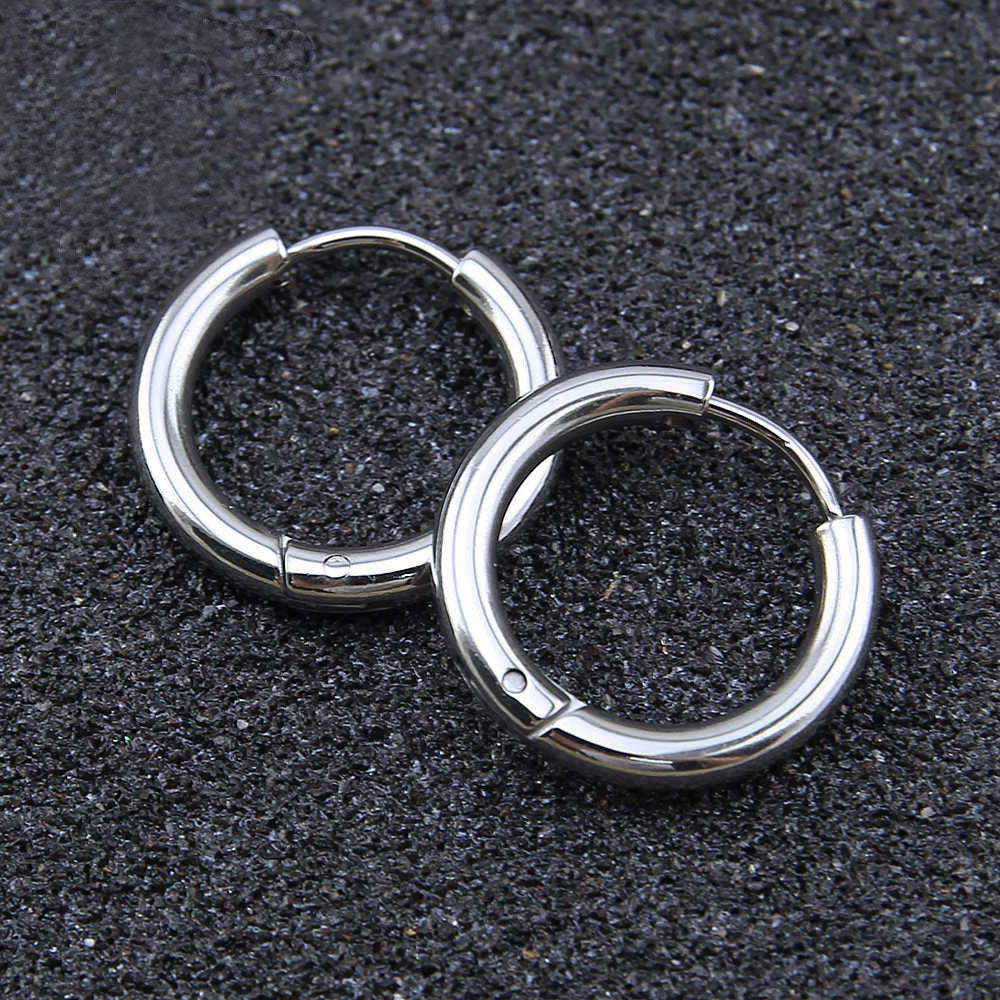 Simple Style Round Stainless Steel Hoop Earrings 1 Piece