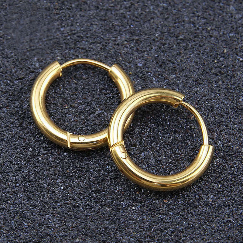 Simple Style Round Stainless Steel Hoop Earrings 1 Piece