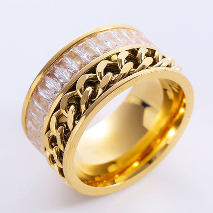 Elegant Romantic Color Block Stainless Steel Plating Zircon 18k Gold Plated Rose Gold Plated Rings