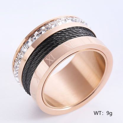 Elegant Romantic Color Block Stainless Steel Plating Inlay Rhinestones 18k Gold Plated Rings